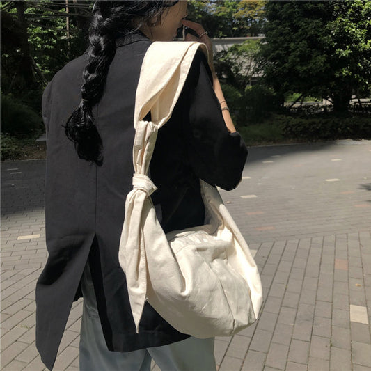 Canvas Shoulder Strap Tied  Bag