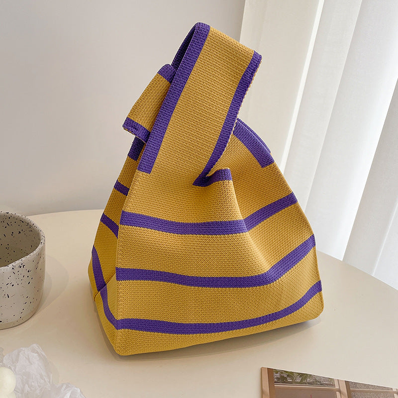 Striped Wool Knitted Handbag