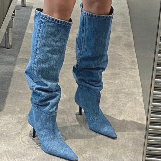 Oversize Denim Boots