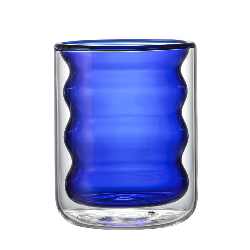 Colored Spiral Glass Double Cup