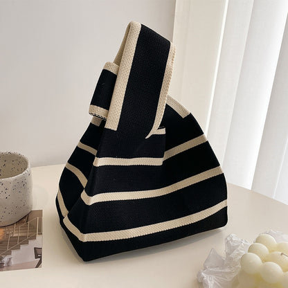 Striped Wool Knitted Handbag