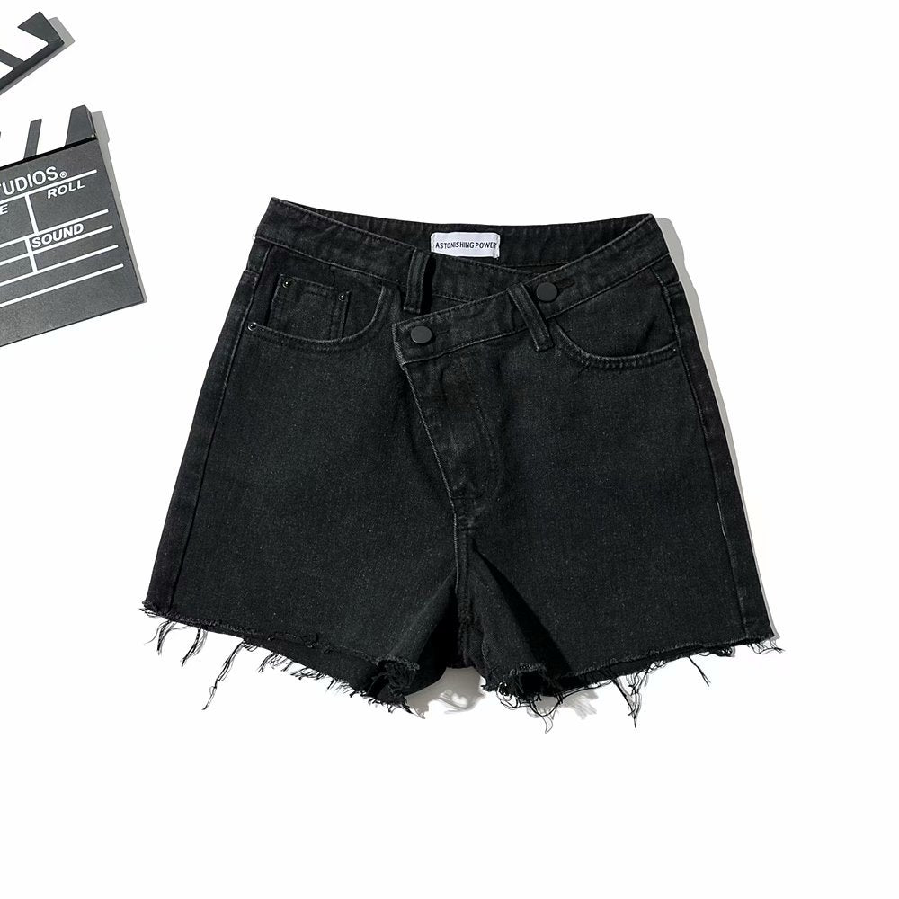 Asymmetrical Denim Shorts