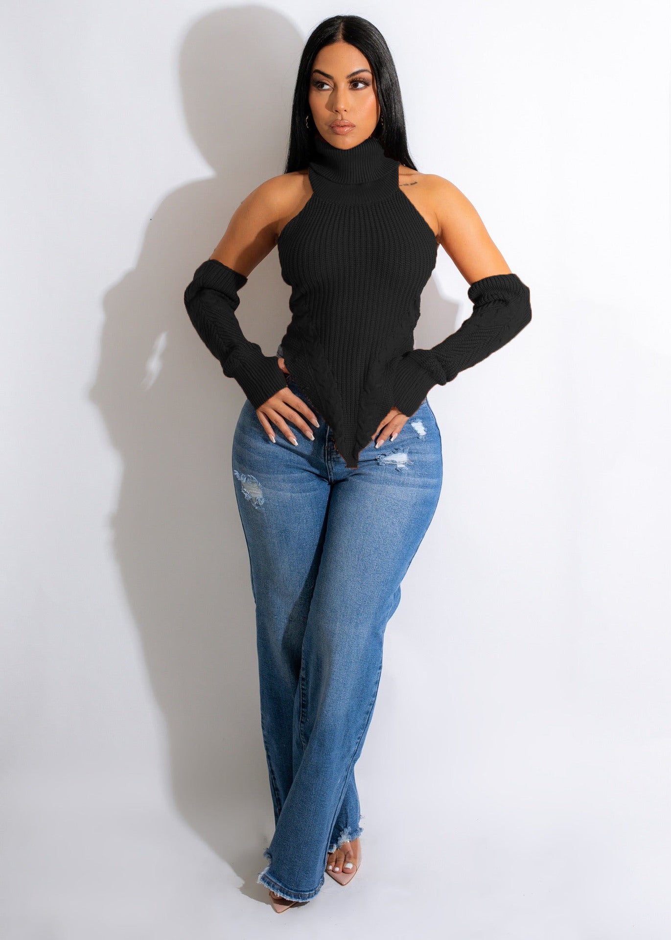 Two-piece Turtleneck Sleeve Top