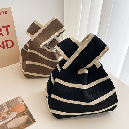 Striped Wool Knitted Handbag