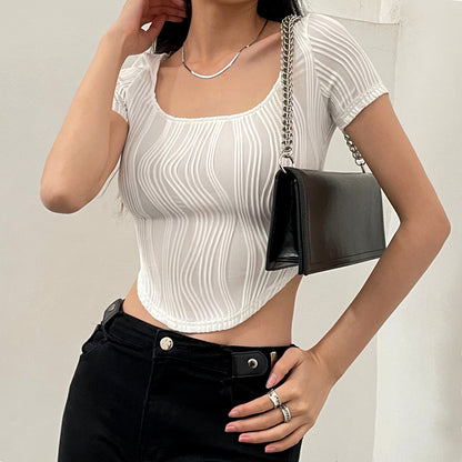 U-neck Irregular Stripe Top