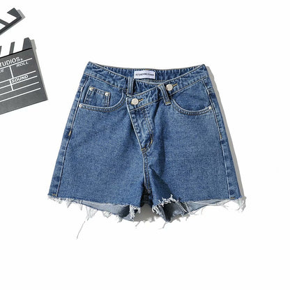 Asymmetrical Denim Shorts