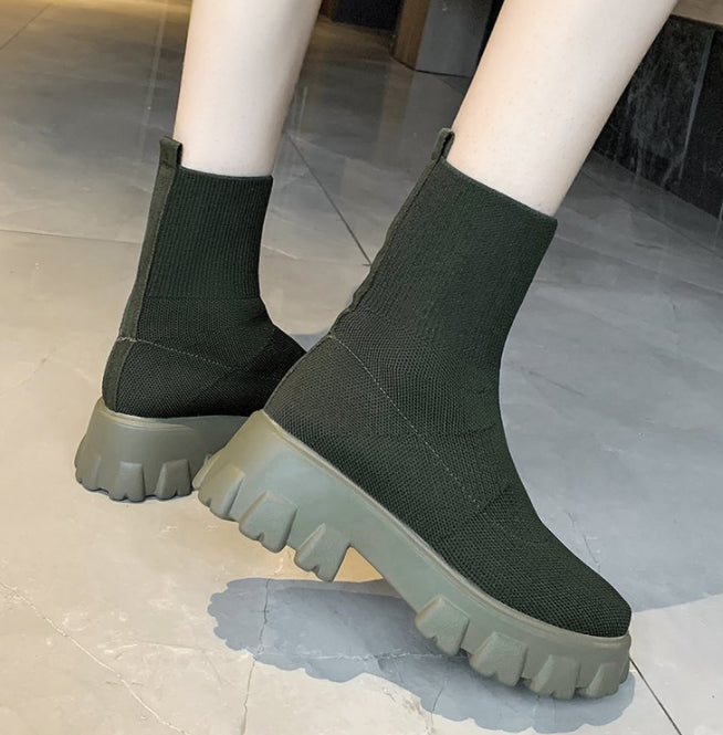 Thick-soled Sock Boots