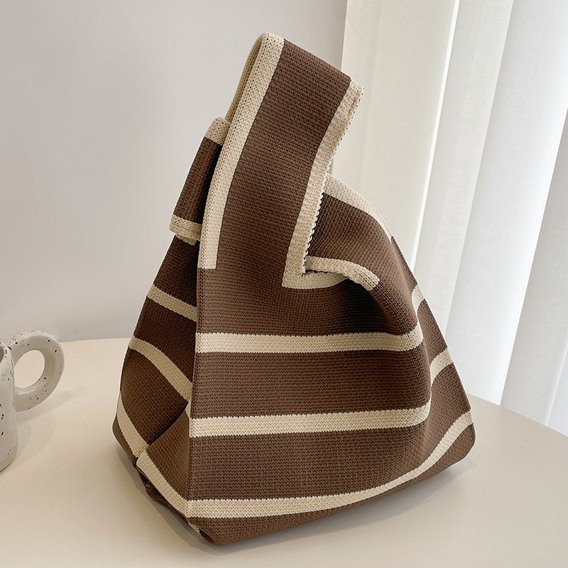 Striped Wool Knitted Handbag