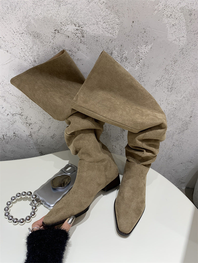 Square Toe Suede Boots